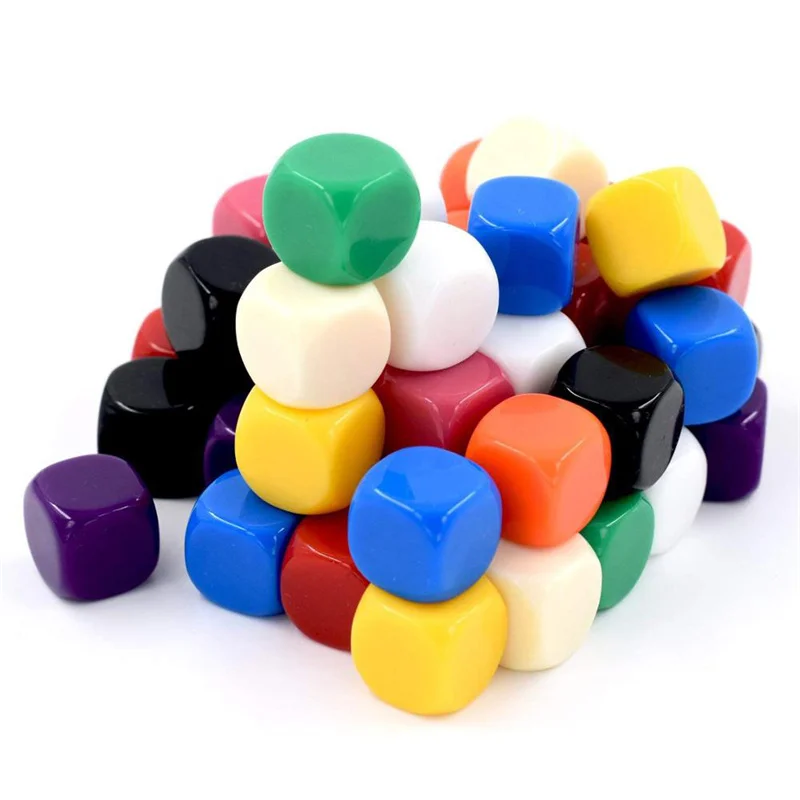 Board Game Loop - 10Pcs Acrylic 16mm Multicolor Blank Dice