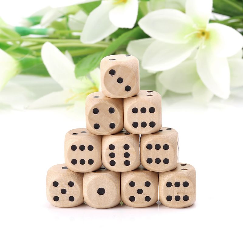 Board Game Loop - 10Pcs Wooden 6 Sided D6 Faces