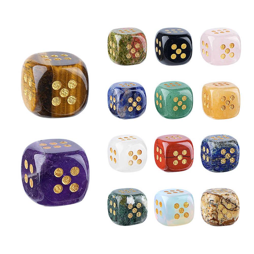 Board Game Loop - 1pc Natural Stone Crystal Dice Beads
